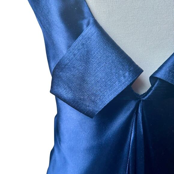 NWT Giorgio Armani navy silk high low midi dress SZ 42/ 6 - Picture 3 of 8